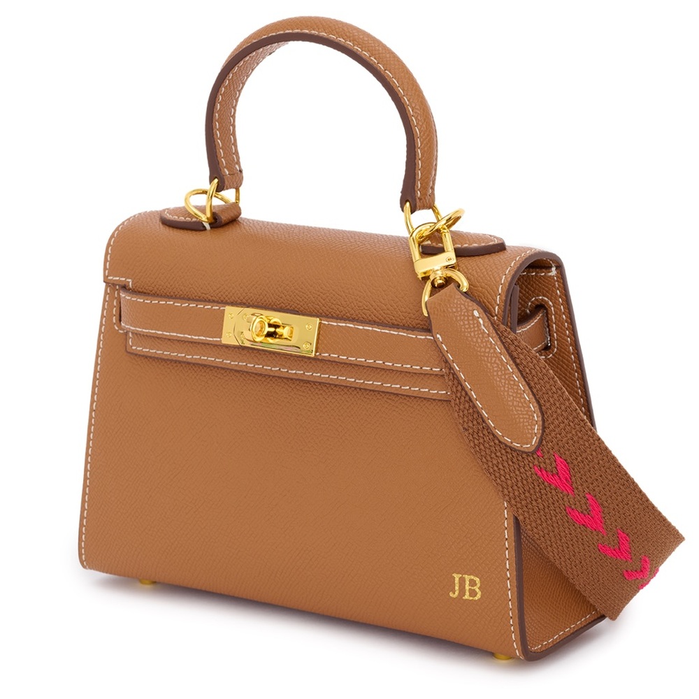 Mini Top-Handle Leather Bag in Tan